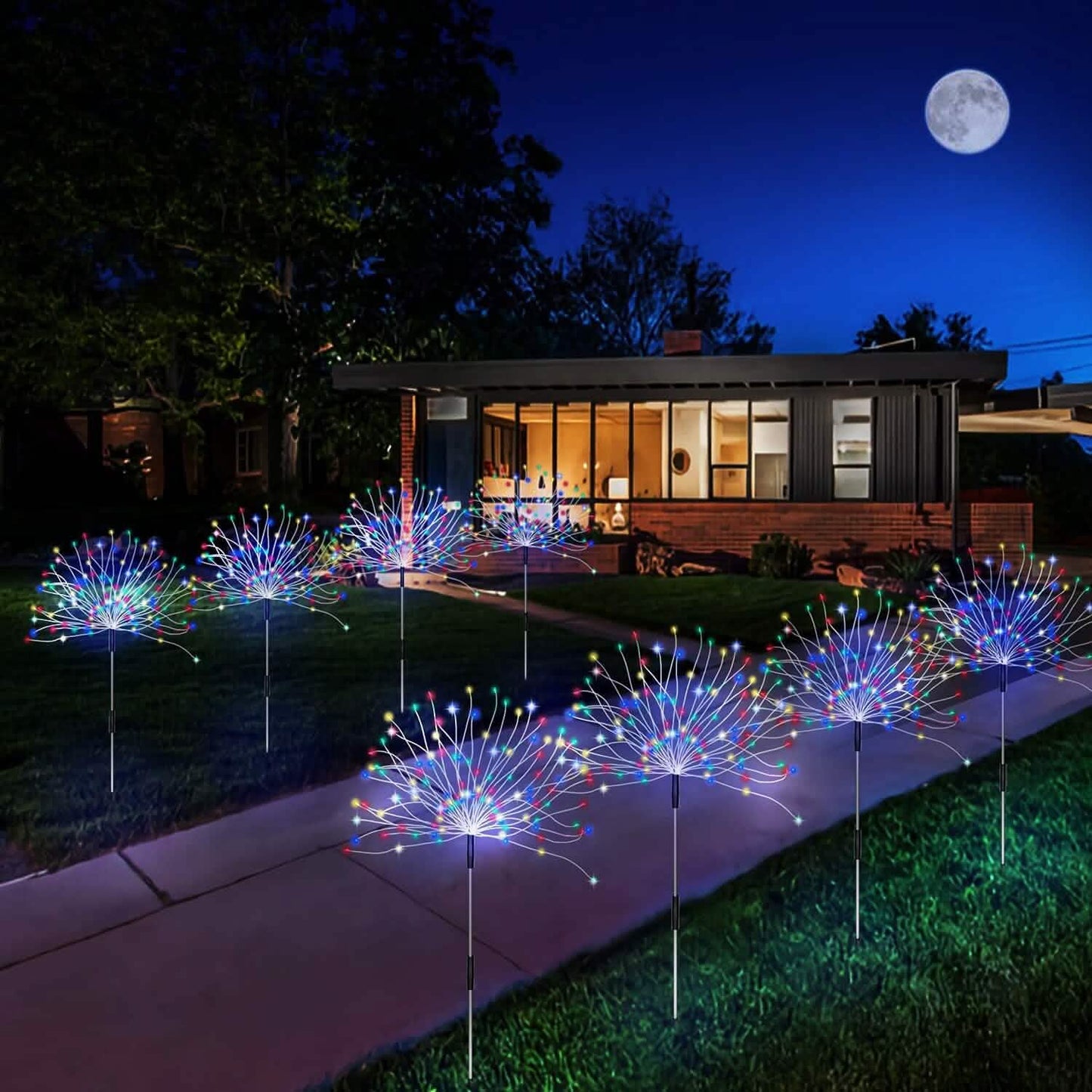 4-Pack: Solar Lights Outdoor, Warm White Garden Lights