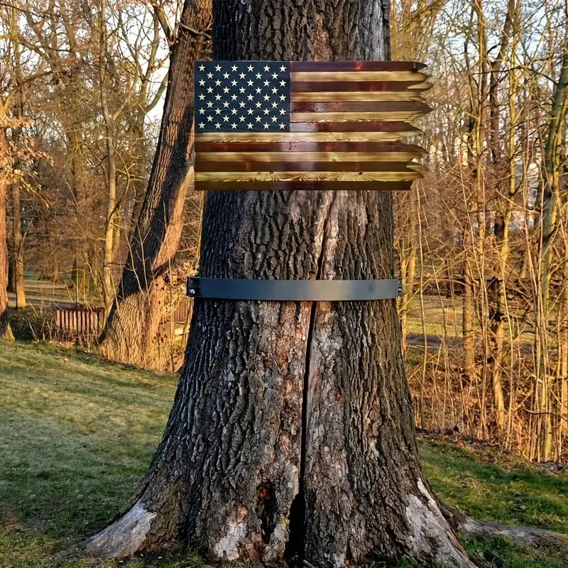8*15inch American Wavy Flag - Wooden Independence Day Decoration for Home,