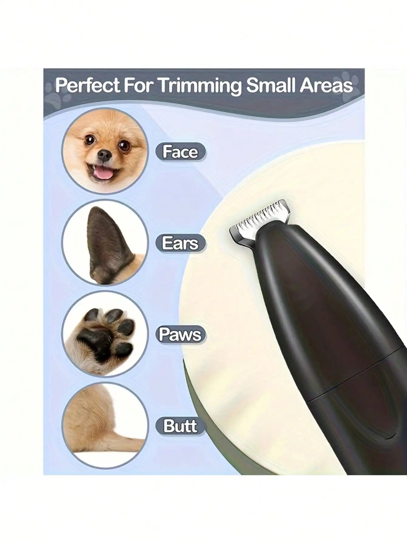 Pet Grooming Scissors Set USB Rechargeable Low Noise Hair Clipper With LED Light