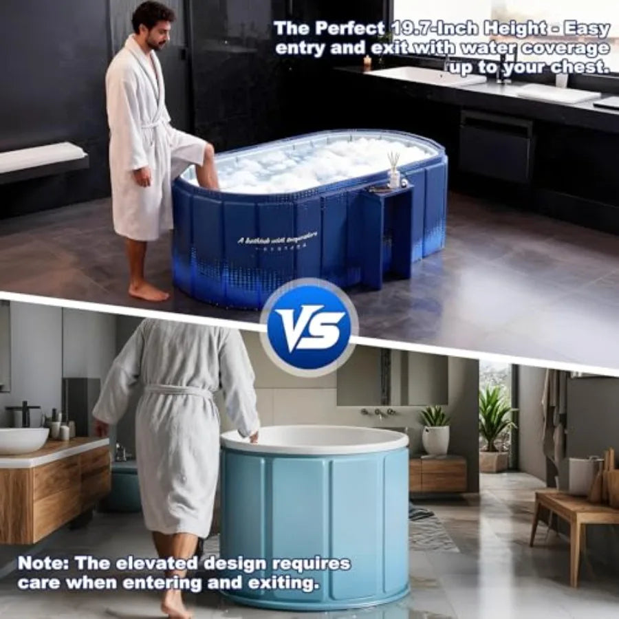 Portable 59 Large Collapsible Cold Plunge Bathtub Foldable