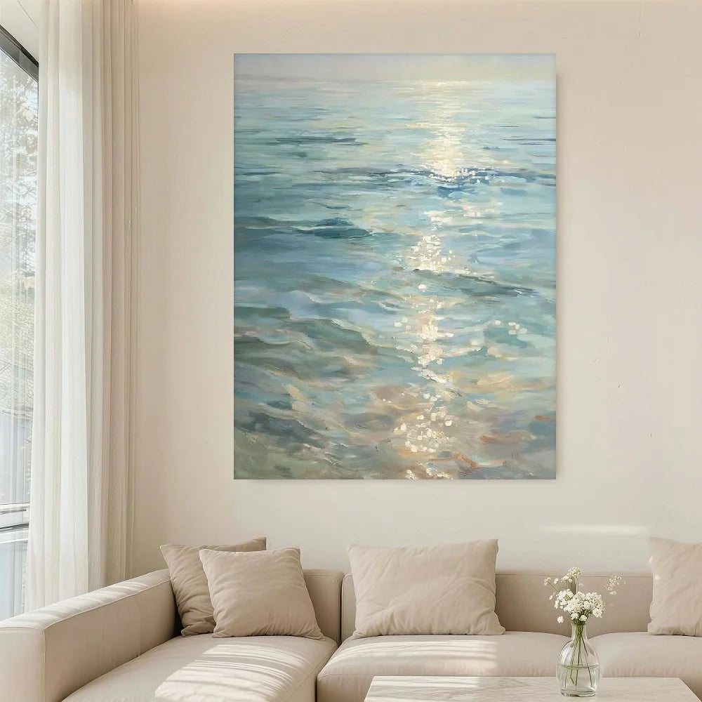 Framed Poster Featuring Calming Ocean Water Canvas Art,