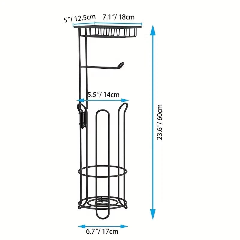 1pc vertical toilet paper rack, with shelves for storing toilet paper,
