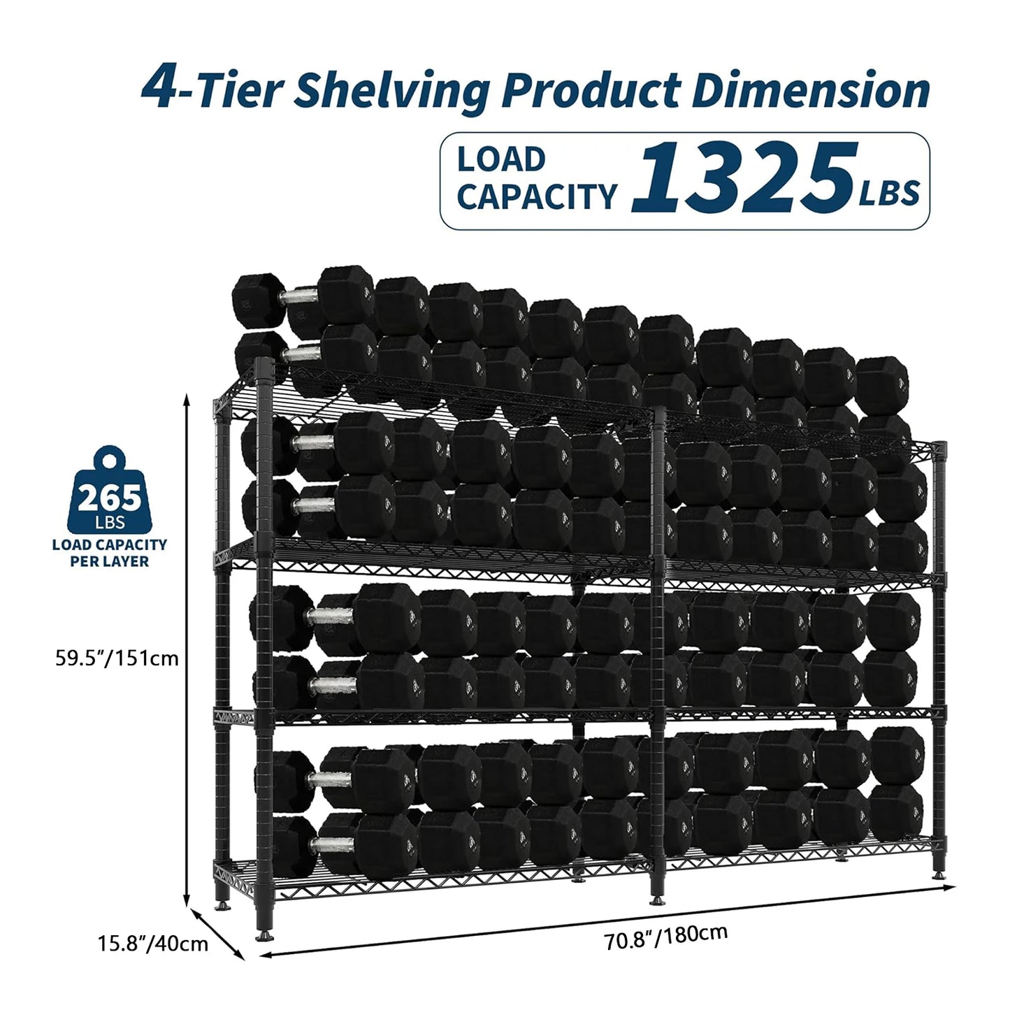Heavy Duty Storage Shelves 4/5 Tiers Metal Shelving Unit Adjustable Organization