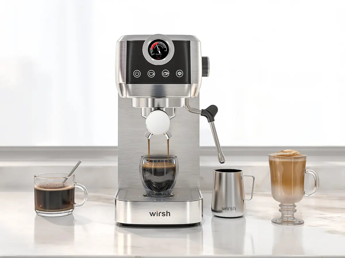 Wirsh 20 Bar Espresso Machine | Home Barista Plus with Pressure Gauge & Steam Wand