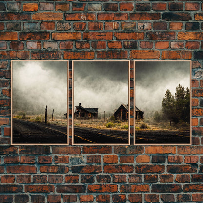 Abandoned Ghost Town, Wild America, 3 Piece Wall Art, Ready To Hang Canvas Print,