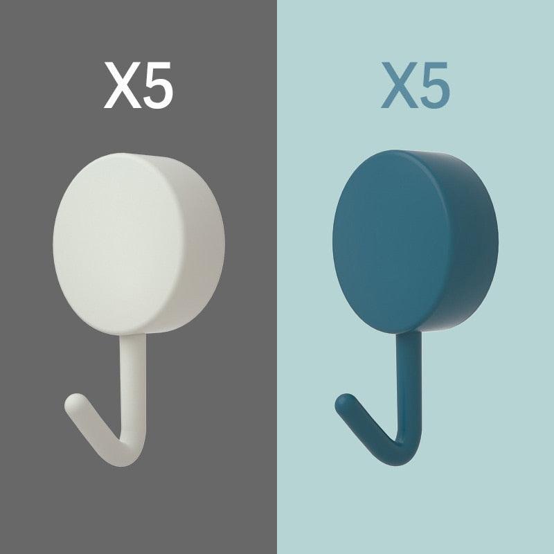 10PCS Self Adhesive Wall Hook Strong Without Drilling Coat Bag Bathroom Door