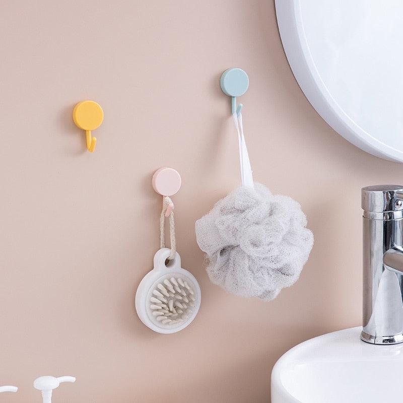 10PCS Self Adhesive Wall Hook Strong Without Drilling Coat Bag Bathroom Door