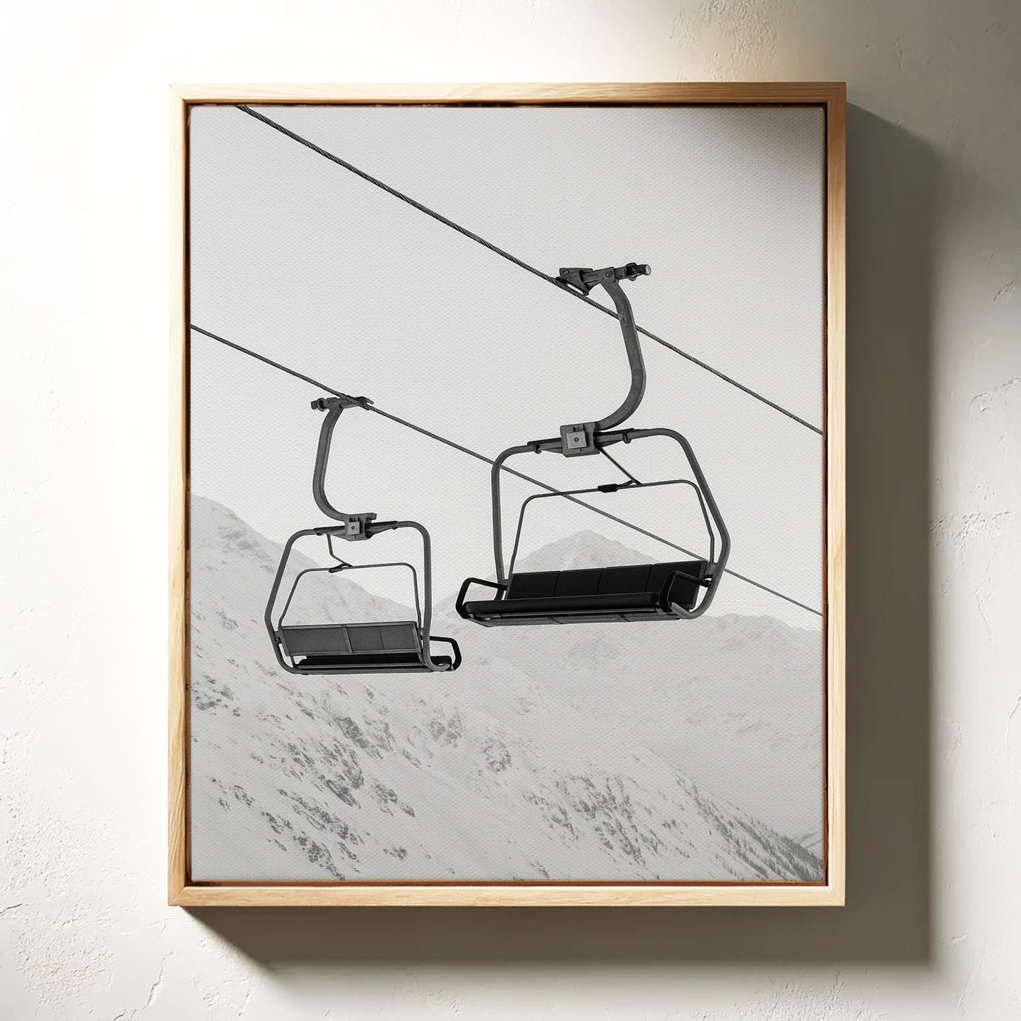 Solitude in Ascent – Minimalist Ski Lift Black & White Print