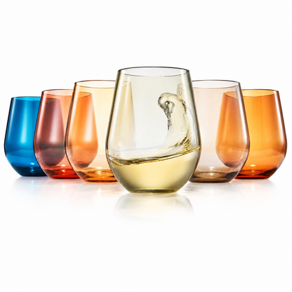 Eze Acrylic Stemless Wine Glassware, Set of 6