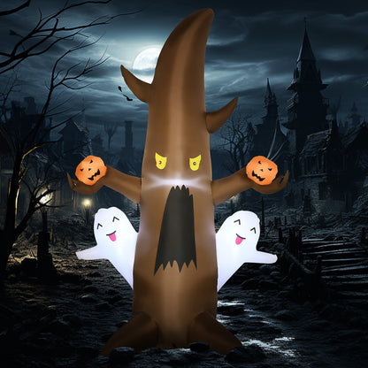 5' Halloween Inflatables Outdoor Decorations Ghost Tree with Pumpkins