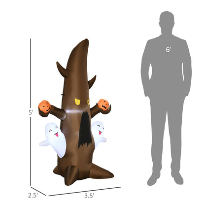 5' Halloween Inflatables Outdoor Decorations Ghost Tree with Pumpkins