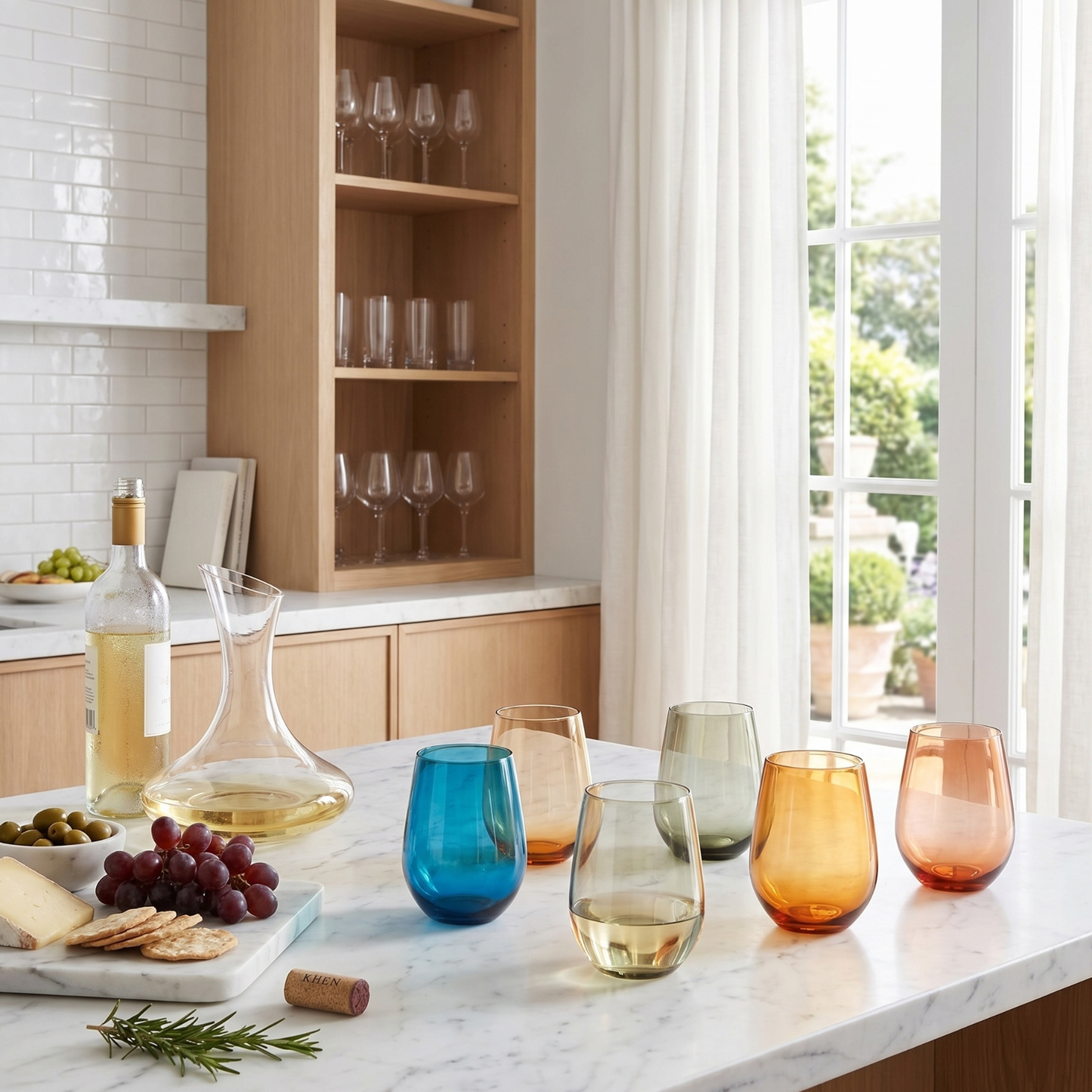 Eze Acrylic Stemless Wine Glassware, Set of 6