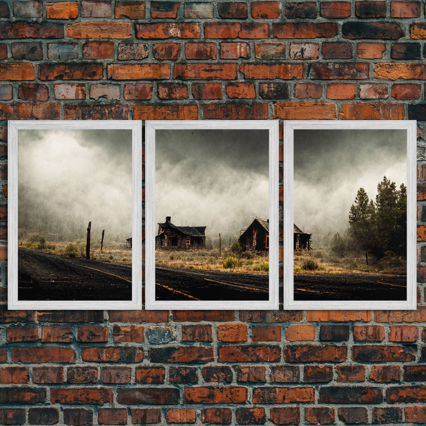 Abandoned Ghost Town, Wild America, 3 Piece Wall Art, Ready To Hang Canvas Print,