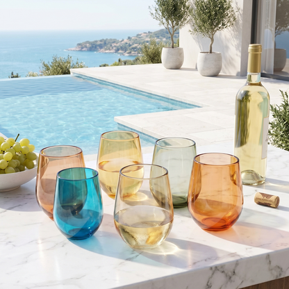 Eze Acrylic Stemless Wine Glassware, Set of 6