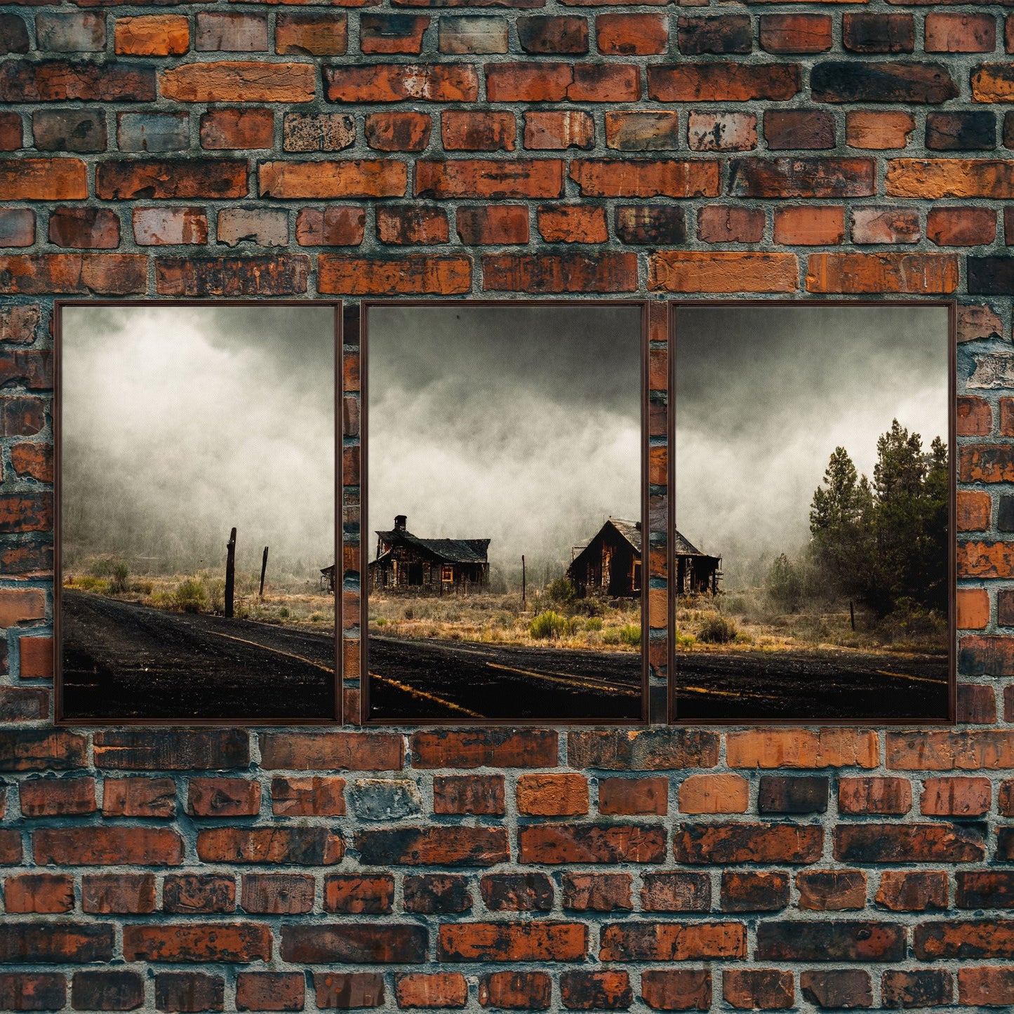 Abandoned Ghost Town, Wild America, 3 Piece Wall Art, Ready To Hang Canvas Print,