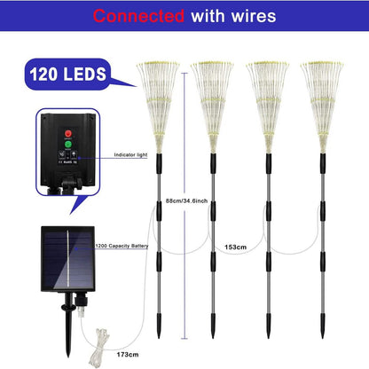 4-Pack: Solar Lights Outdoor, Warm White Garden Lights