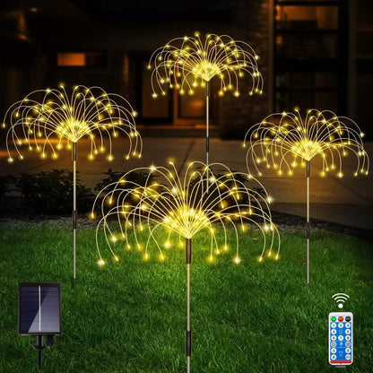 4-Pack: Solar Lights Outdoor, Warm White Garden Lights