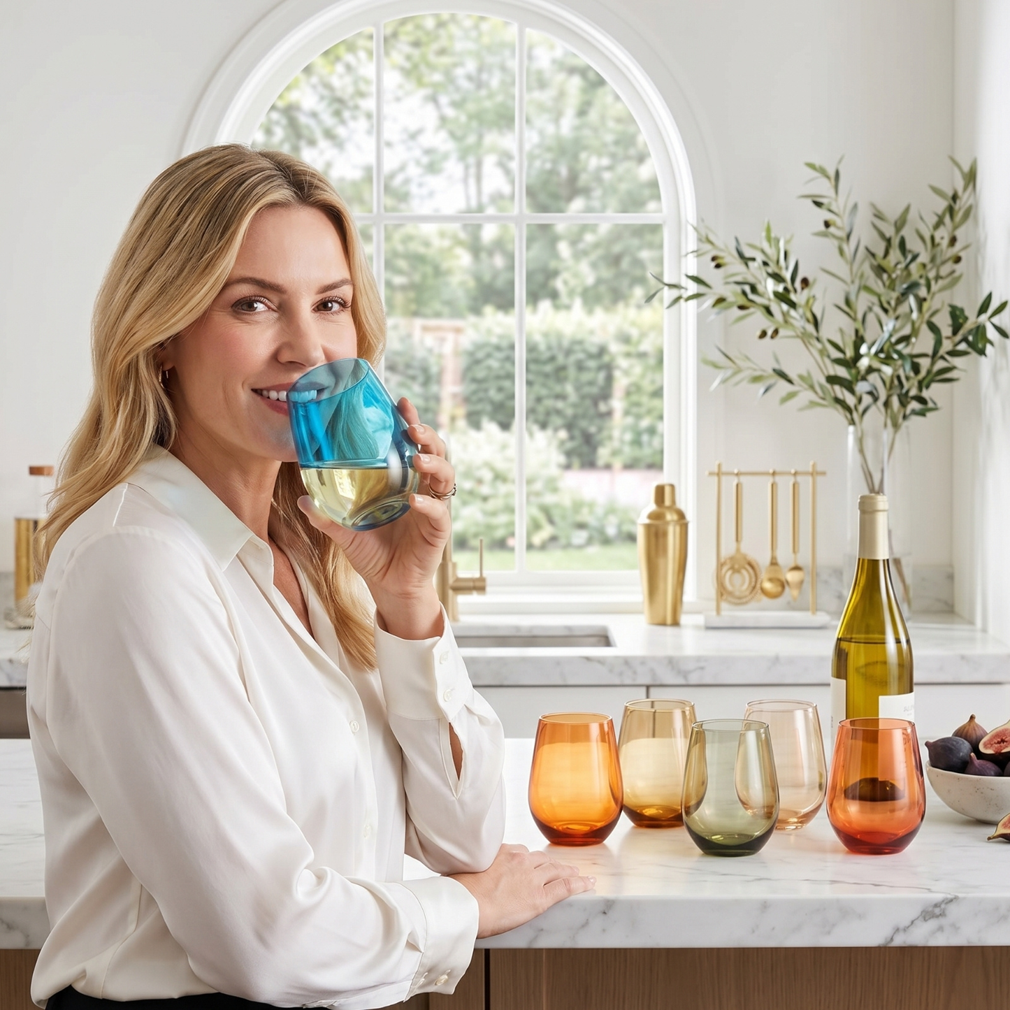 Eze Acrylic Stemless Wine Glassware, Set of 6