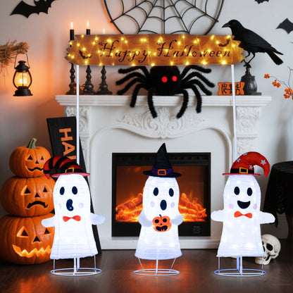 4 Pieces Halloween Decoration Pop up Ghosts with Gate and LED Lights