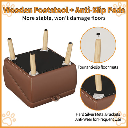 (UPGRADED) Dog Stairs for Small Dogs and Cats - Foldable Wooden Pet Ramp