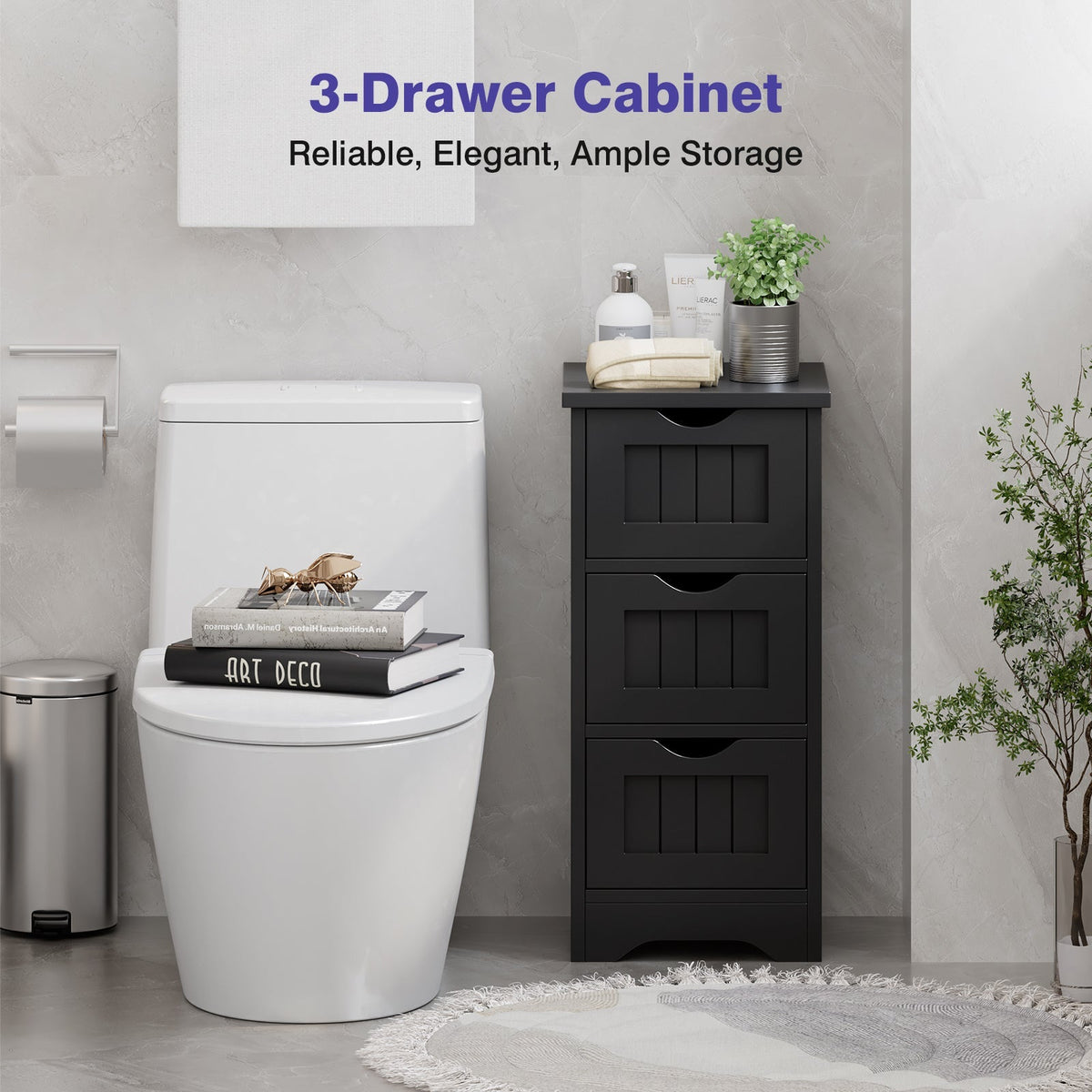 Bathroom Floor Freestanding Storage Organizer with 3 Drawers