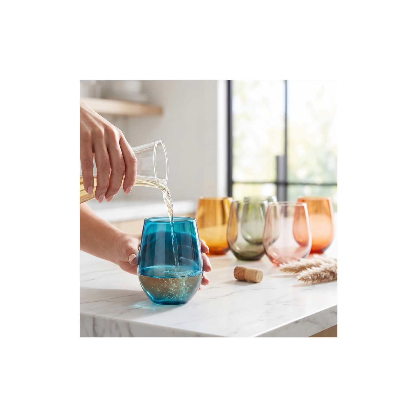 Eze Acrylic Stemless Wine Glassware, Set of 6