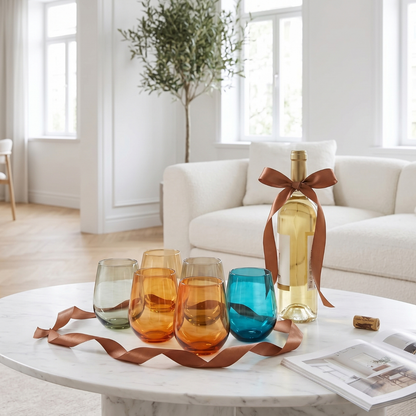Eze Acrylic Stemless Wine Glassware, Set of 6