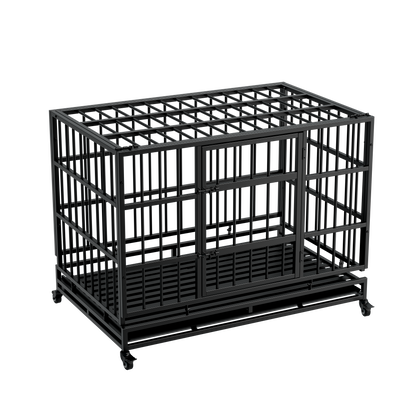 48 Inch Heavy Duty Indestructible Dog Crate with Wheels