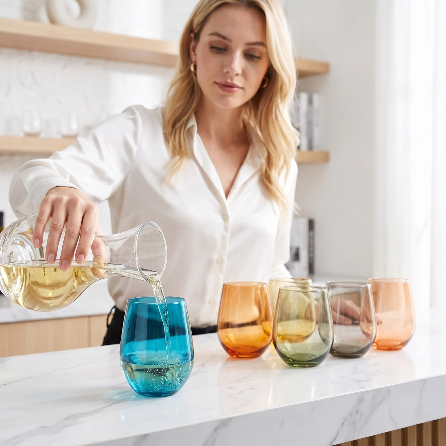 Eze Acrylic Stemless Wine Glassware, Set of 6