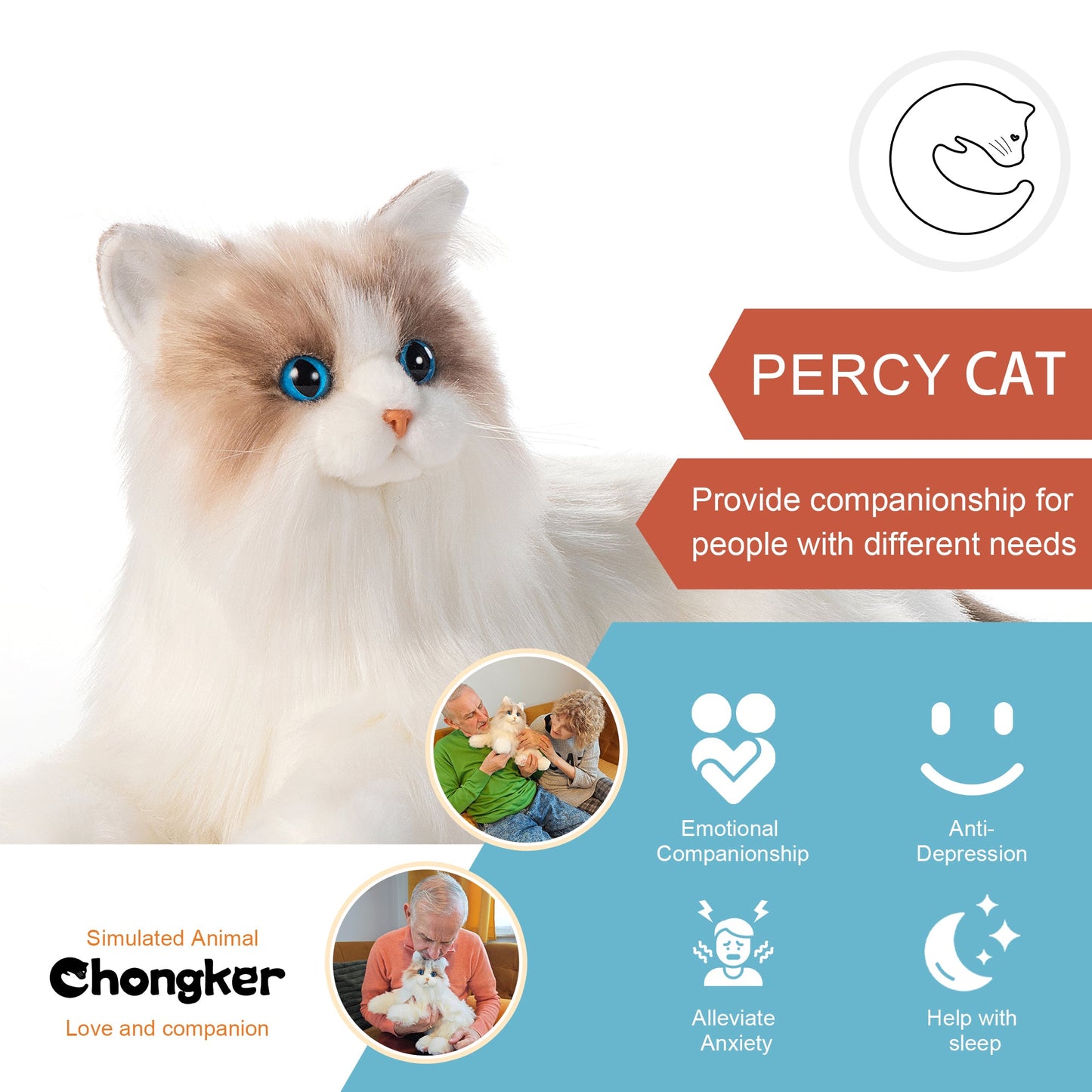 Percy Robot Cat - Interactive Emotional Support Pet Weighted