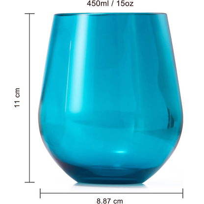 Eze Acrylic Stemless Wine Glassware, Set of 6