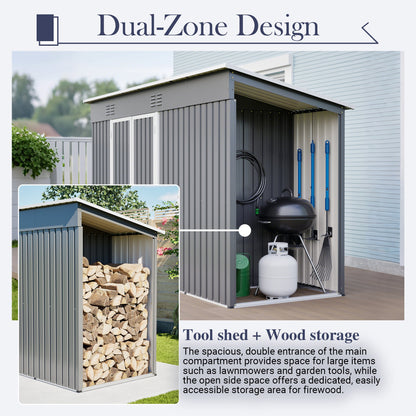 10'x4' Outdoor Metal Storage Shed for Garden Tools Lockable Door With Floor Frame