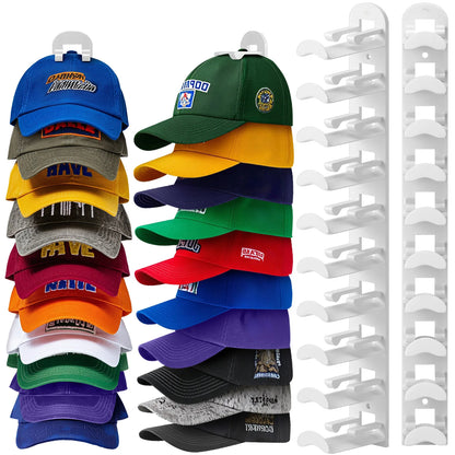 Hat Racks for Baseball Caps, Versatile Adhesive or Wall-Drilled Mounting