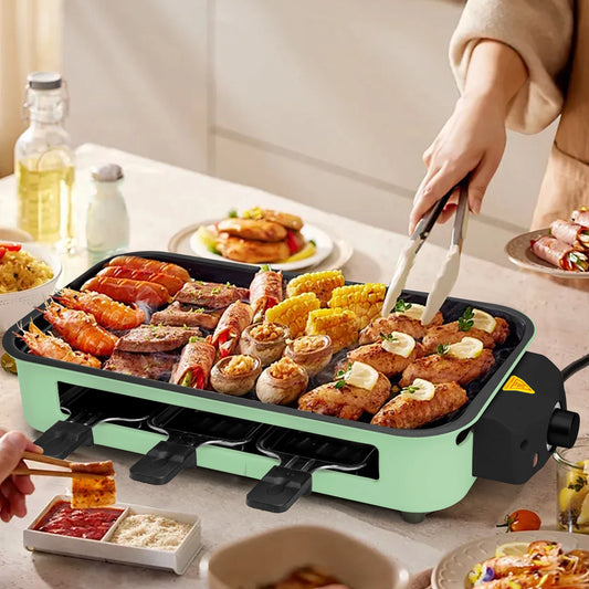 2-in-1 Electric Grill Pan 1500W Non-Stick Smokeless BBQ Grill