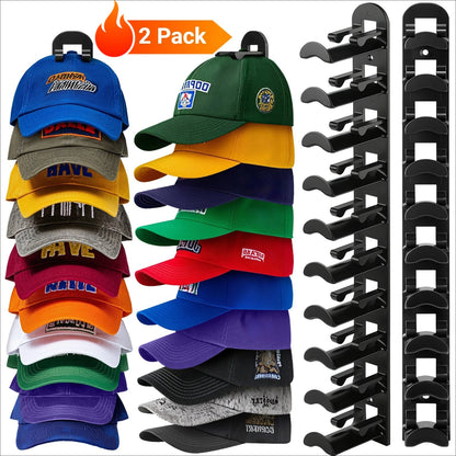 Hat Racks for Baseball Caps, Versatile Adhesive or Wall-Drilled Mounting