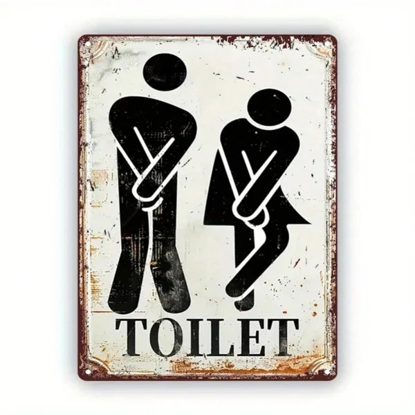 Vintage-Style Metal Sign – Humorous Toilet Design
