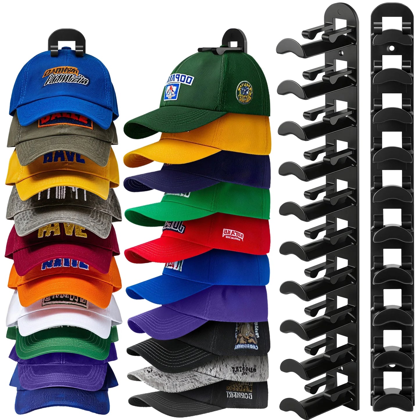 Hat Racks for Baseball Caps, Versatile Adhesive or Wall-Drilled Mounting