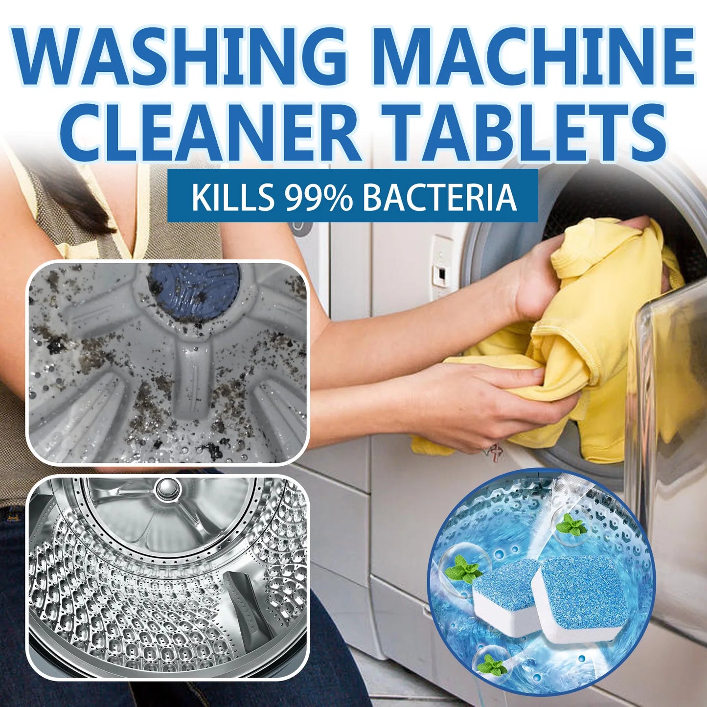 Washing Machine Cleaning Tablets Tank Descaling Remove Odor