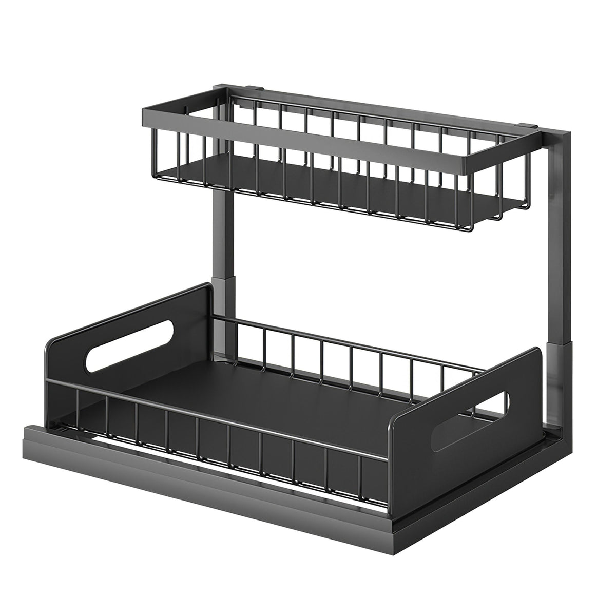 2 Tier Under Sink Organizers Pull Out Under Cabinet Basket Storage Shelf Sliding Drawer