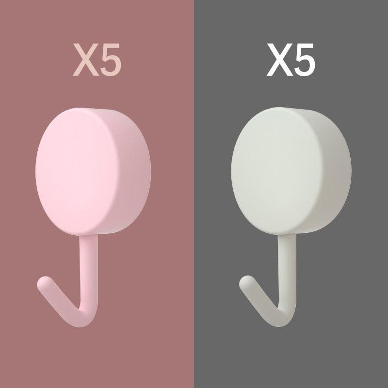 10PCS Self Adhesive Wall Hook Strong Without Drilling Coat Bag Bathroom Door