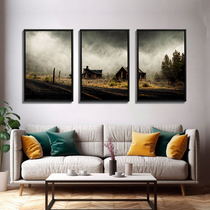 Abandoned Ghost Town, Wild America, 3 Piece Wall Art, Ready To Hang Canvas Print,