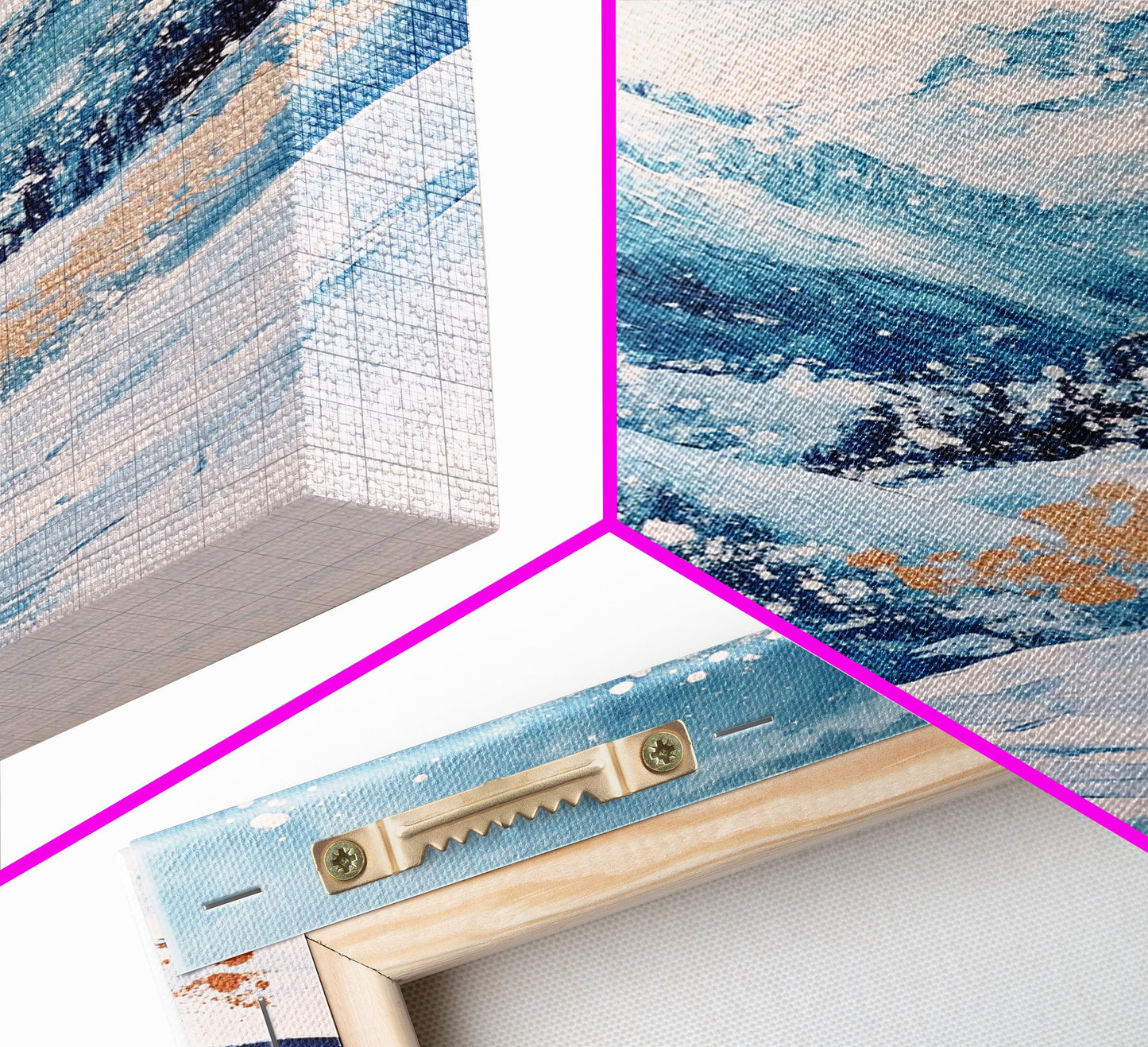 Blue Winter Wonderland Canvas Print Snowy Mountain Art, Nordic Landscape Painting,