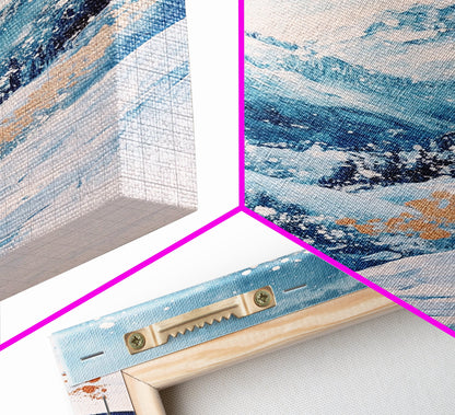 Blue Winter Wonderland Canvas Print Snowy Mountain Art, Nordic Landscape Painting,