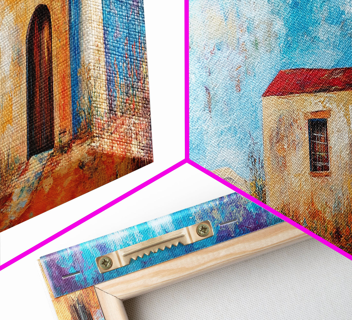 Southwest Desert House Painting, Blue Sky Adobe Home, Canvas Wall Decor