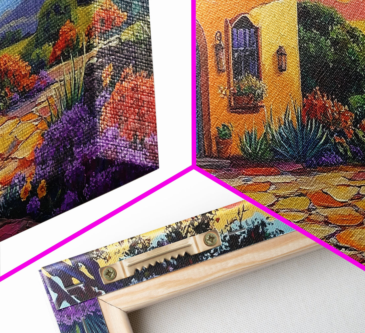House Sunset, Garden, Southwest, Framed Canvas Print