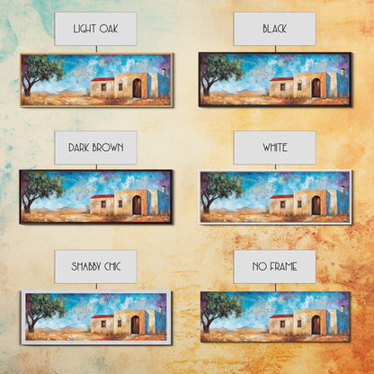 Southwest Desert House Painting, Blue Sky Adobe Home, Canvas Wall Decor