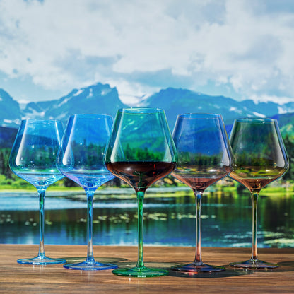 Stagioni Stemmed Wine Glassware, Rocky Mountains, Set of 5