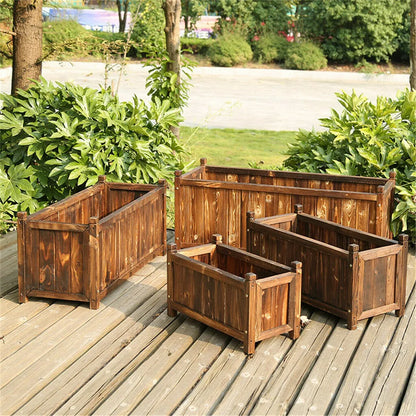Wooden Raised Flower Bed Indoor Outdoor  Planter Pot Garden  Flower Display