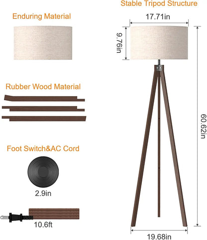 Mid Century Modern Wood Tripod Floor Lamp, Perfect for MSM Decor!