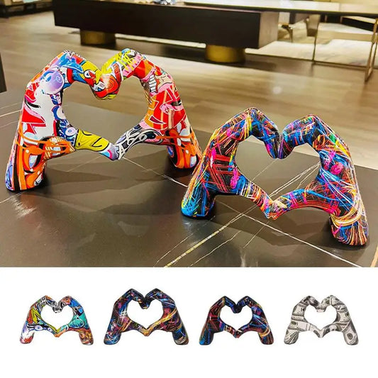 Colorful love gesture ornament, resin craft decoration for home